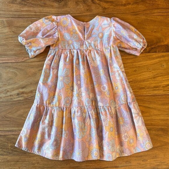 Cotton On Kids Pastel Retro Floral Shimmer Dress Size 3T - Picture 2 of 7